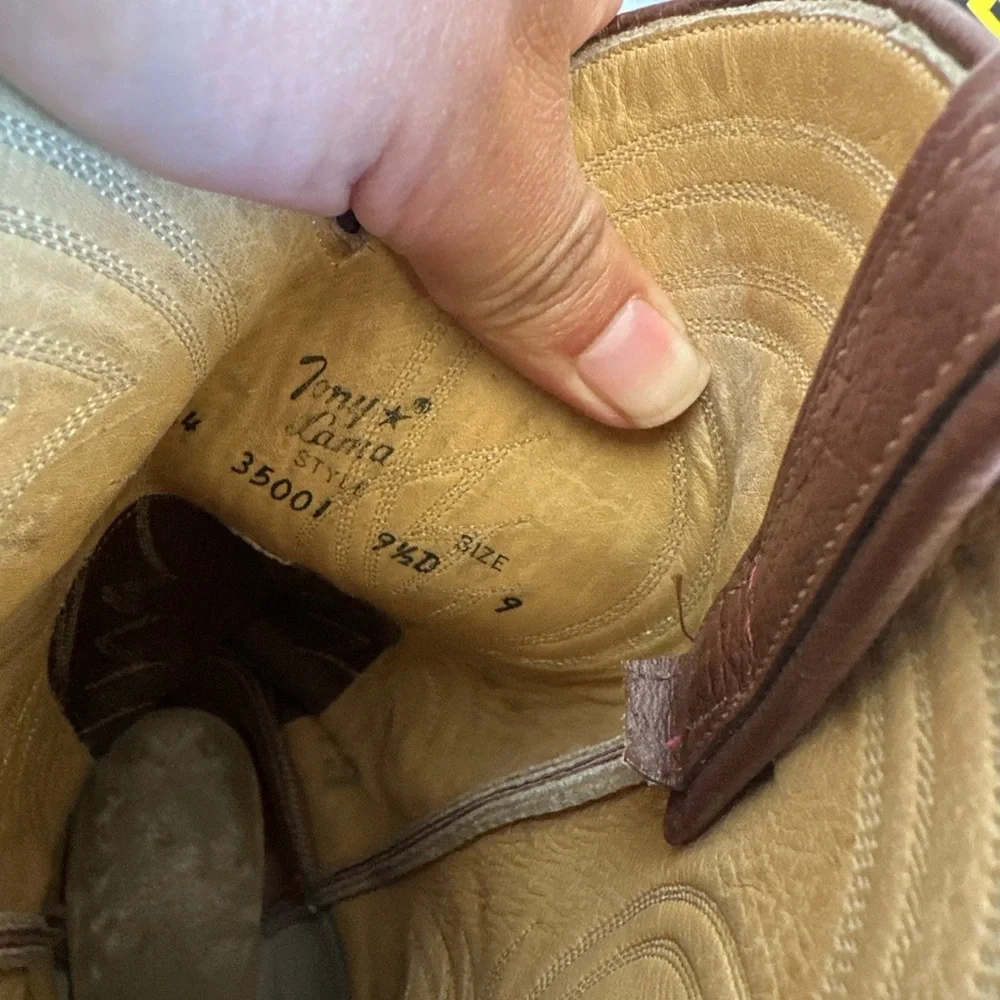 Tony Lama Brown Western Cowboy Boots - Picture 7 of 10